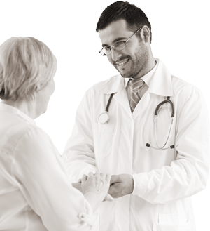 Young doctor helping a woman